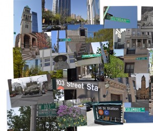 Photo collage of Bloomingdale buildings, streets, features