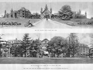 Bloomingdale Insane Asylum in White Plains (top) and in Morningside Heights (bottom)